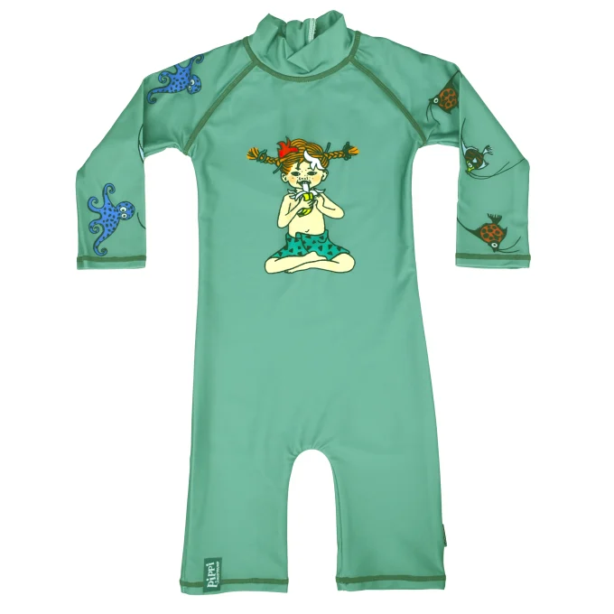 Swimpy UV-dräkt Pippi Söderhavet Grön  74-80 Swimpy