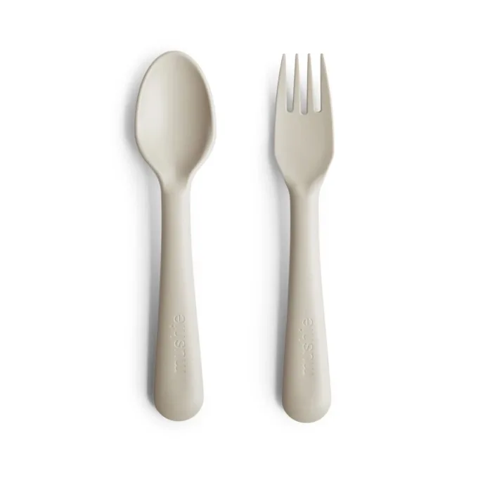 Mushie Fork & Spoon Ivory Mushie