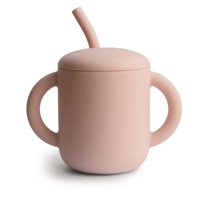 Mushie Silicone Training Cup + Straw 175 ml Blush Mushie