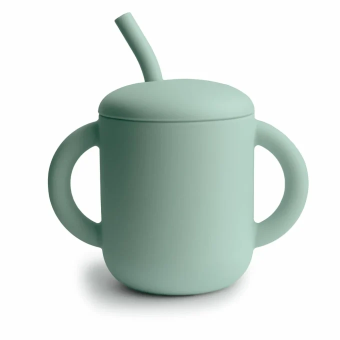 Mushie Silicone Training Cup + Straw 175 ml Cambridge Blue Mushie