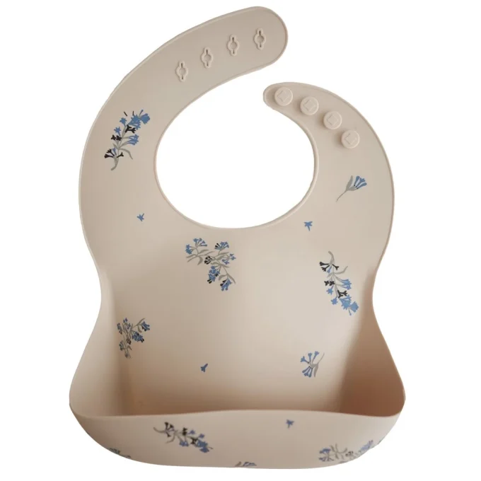Mushie Silicone Bib Lilac Flowers Mushie
