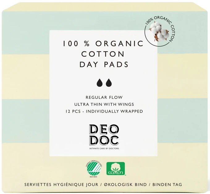 DeoDoc Organic Cotton Day Pad 12 st DeoDoc