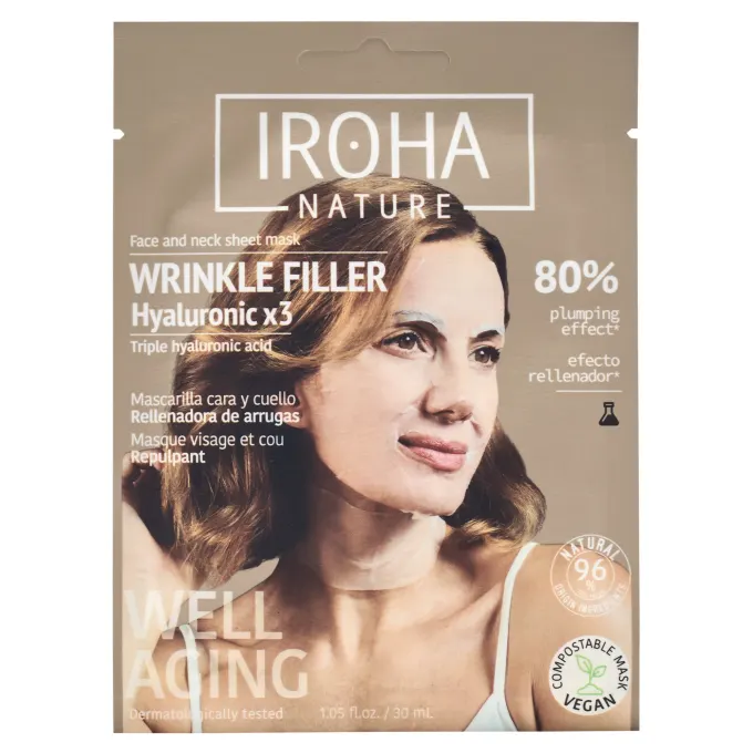 Iroha Nature Wrinkle Filler Hyaluronic Face & Neck Sheet Mask 20 ml Iroha Nature