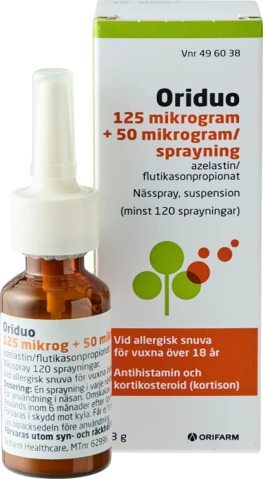 Oriduo nässpray, 125mikrogram+50mikrogram/sprayning, 120sprayningar Orifarm