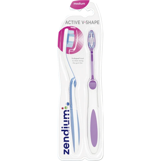 Zendium V-shape Medium Tandborste 2 st Zendium