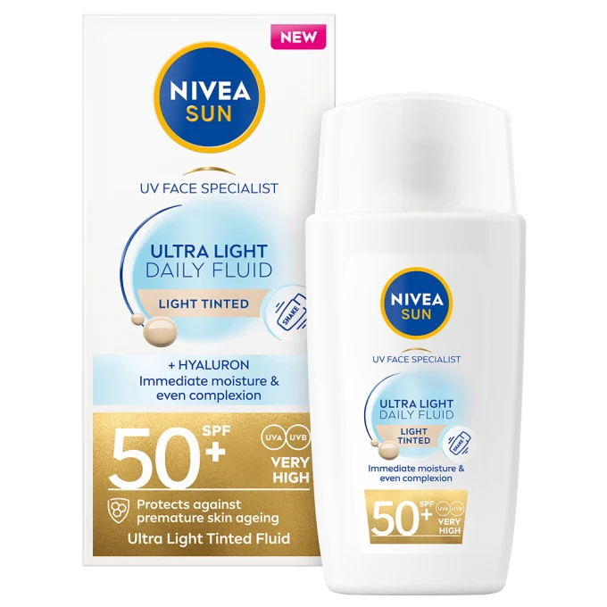Nivea Sun UV Face Ultra Light Daily Fluid Tinted SPF 50+, 40 ml Light Nivea