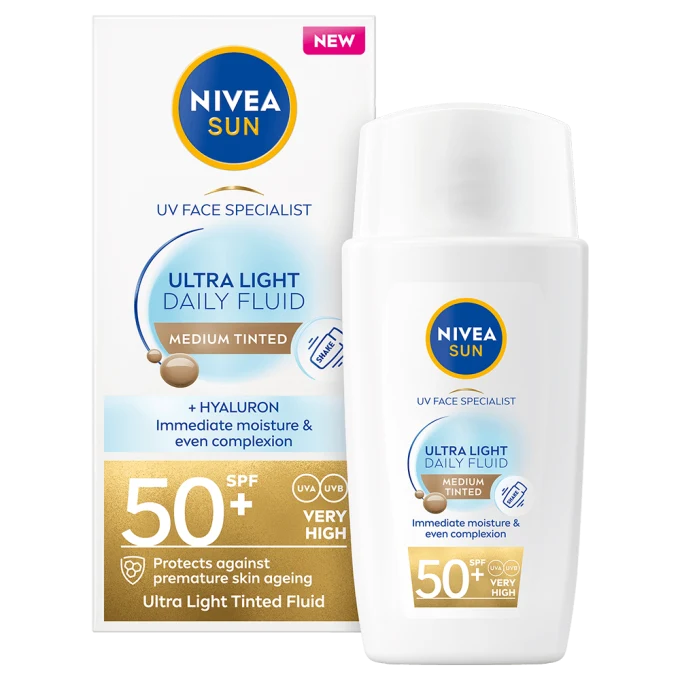 Nivea Sun UV Face Ultra Light Daily Fluid Tinted SPF 50+, 40 ml Medium Nivea