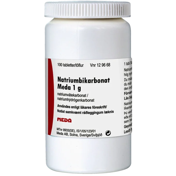Natriumbikarbonat Meda tablett 1 g 100 st Natriumbikarbonat
