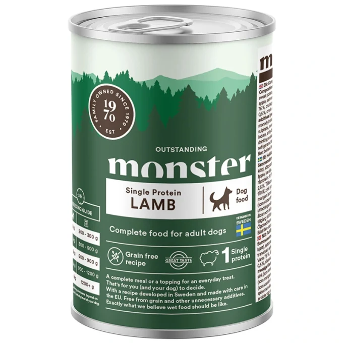 Monster Dog Adult Single Protein Lamb Can 400 g Monster