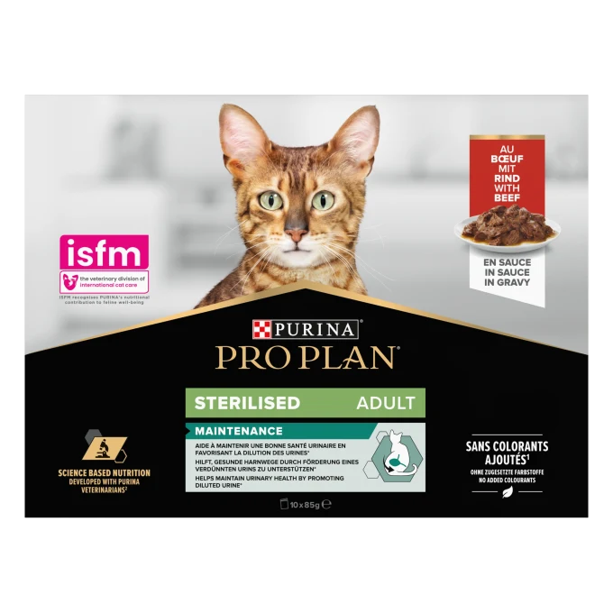 PURINA PRO PLAN Adult Sterilised Maintenance Beef Våtfoder Katt 10x85g Purina Pro Plan