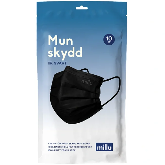 Millu Munskydd IIR 10 st Svart Millu