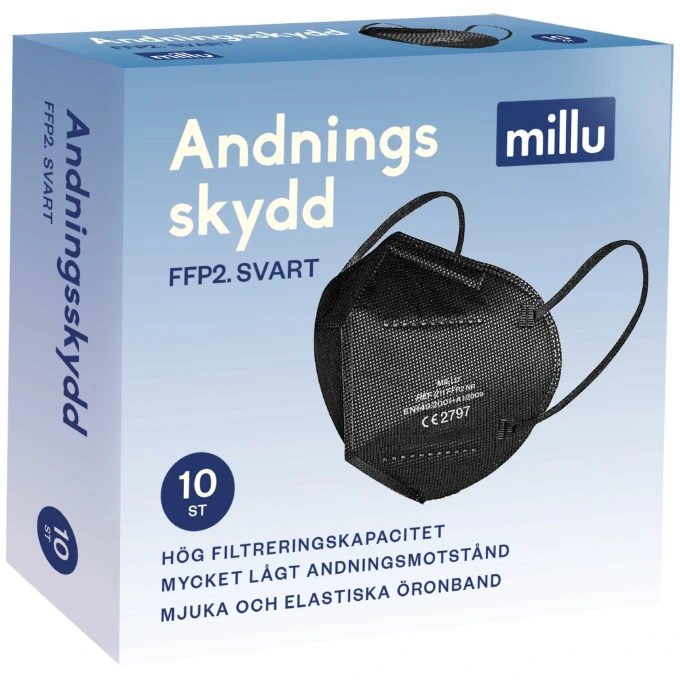 Millu Andningsskydd FFP2 10 st Svart Millu