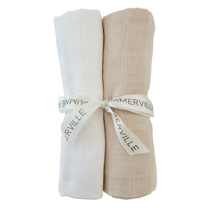 Summerville Organic Muslinfilt Sandshell + White 2-pack Summerville Organic