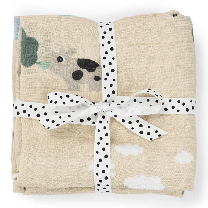 Done by Deer Burp Cloth Tiny Farm Sand 2-pack Done by Deer