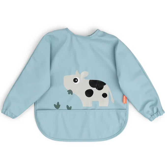 Done by Deer Sleeved Pocket Bib Tiny Farm Blue Done by Deer