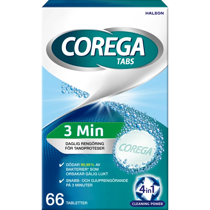 Corega Tabs 3 Minutes Protesrengöring Brustablett 66 st Corega
