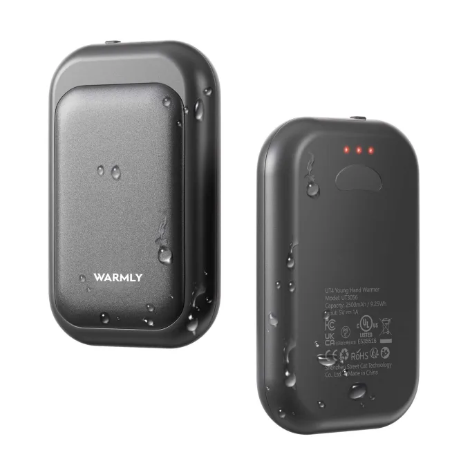 Warmly Mini Uppladdningsbar Handvärmare Svart Warmly