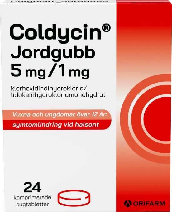 Coldycin Jordgubb 5 mg/1 mg 24 sugtabletter Coldycin