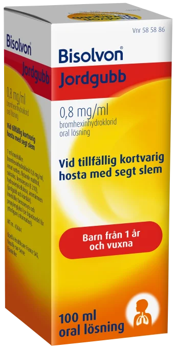 Bisolvon Jordgubb Oral lösning 0,8mg/ml Flaska 100 ml Bisolvon