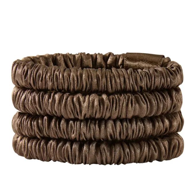 Lenoites Mulberry Silk Skinny Scrunchies Dark Brown Lenoites