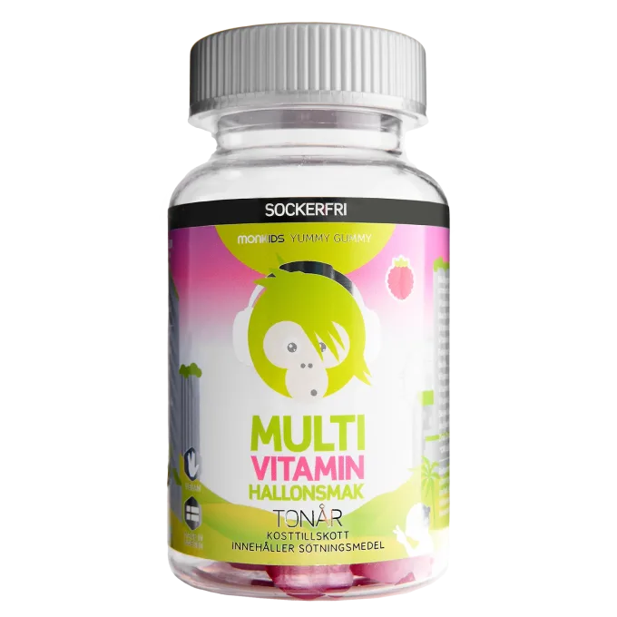 Monkids Multivitamin Sockerfri Tonår Hallon 60 st Monkids