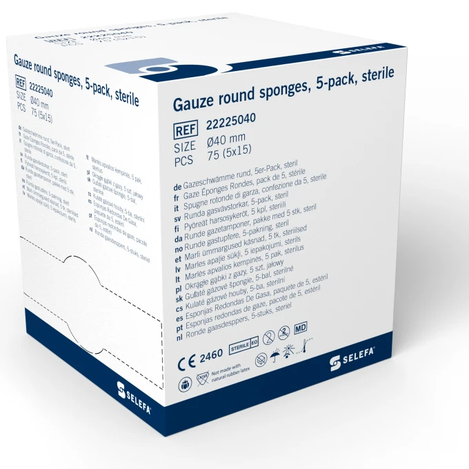 Selefa Rundtork Gasväv Steril 40mm 5-pack Selefa