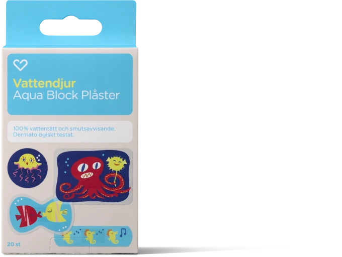 Hjärtats Plåster Barn Vattendjur Aqua Stop 20st Hjärtats