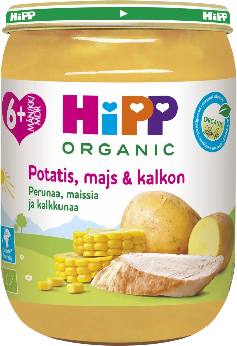 HiPP Potatis, majs & kalkon 6 mån 190 g HIPP