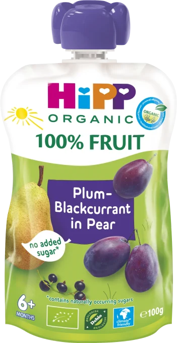 HiPP Klämmis päron, plommon & svarta vinbär 6 mån 100 g HIPP