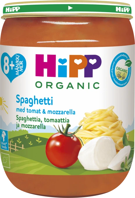 HiPP Spaghetti, tomat & mozzarella 8 mån 190 g HIPP