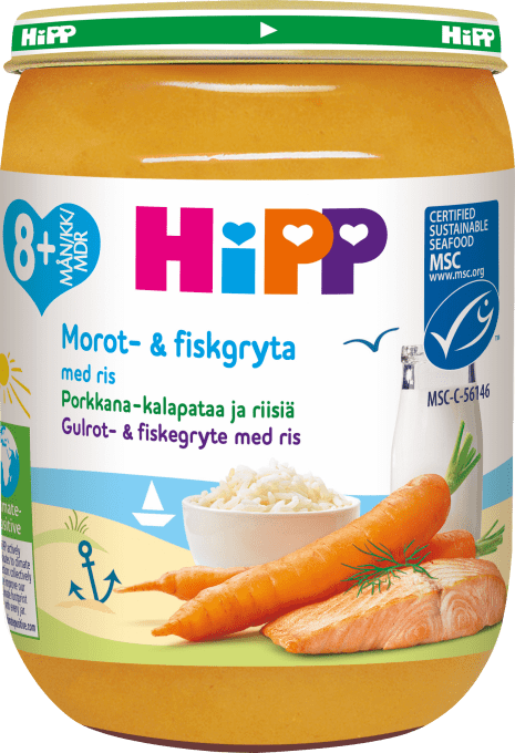 HiPP Morot & fiskgryta med ris 8 mån 190 g HIPP