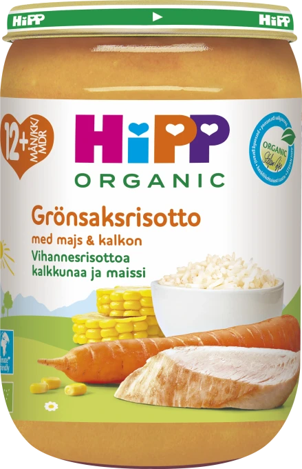 HiPP Grönsakrisotto med majs & kalkon 12 mån 220g HIPP