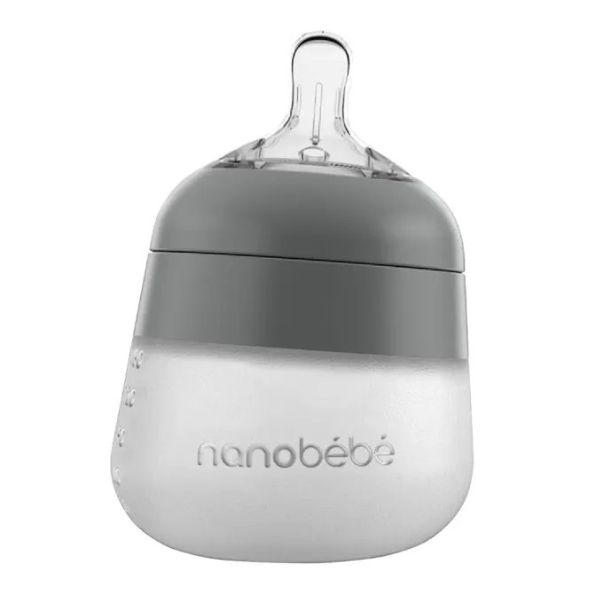 Nanobébé Flexy Silikonflaska Anti-kolik 150 ml Grå Nanobébé