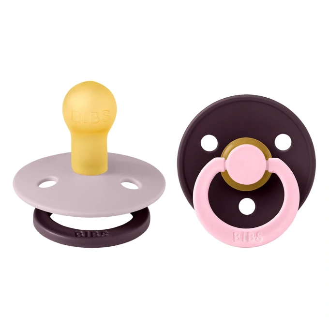BIBS Pacifier Studio Colour Fusion Latex Dusky Lilac Plum Mix 2 pack Size 1 Bibs