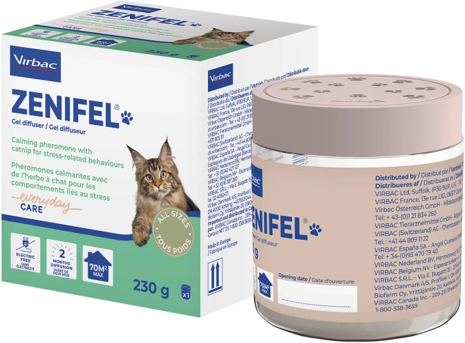 Virbac Zenifel Calming Pheromone Gel Diffuser for Cats 230 g Virbac