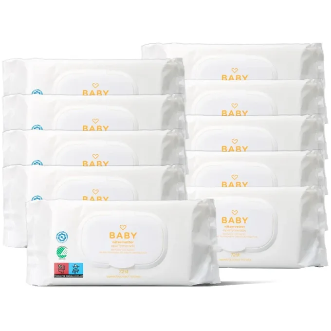 Hjärtats Baby Våtservetter Oparfymerade Storpack 10x72 st Hjärtats