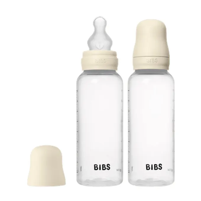 BIBS Baby Bottle Round Silicone Medium Flow Ivory 270 ml 2-pack Bibs