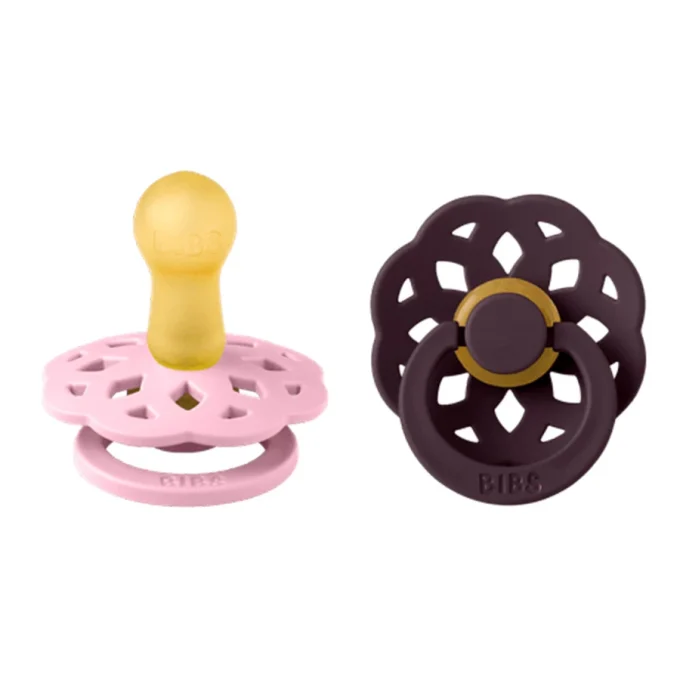 BIBS Pacifier Boheme Latex Baby Pink/Plum 2-pack Size 2 Bibs