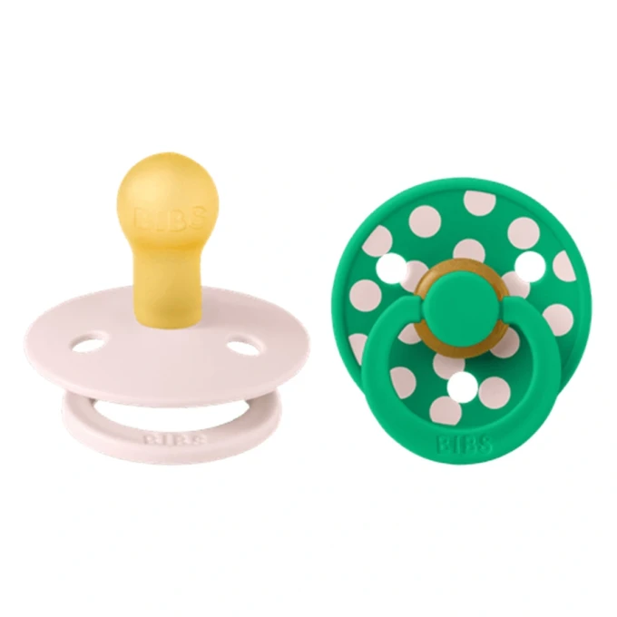 BIBS Pacifier Studio Colour Polka Latex Petal/Cactus 2-pack Size 1 Bibs