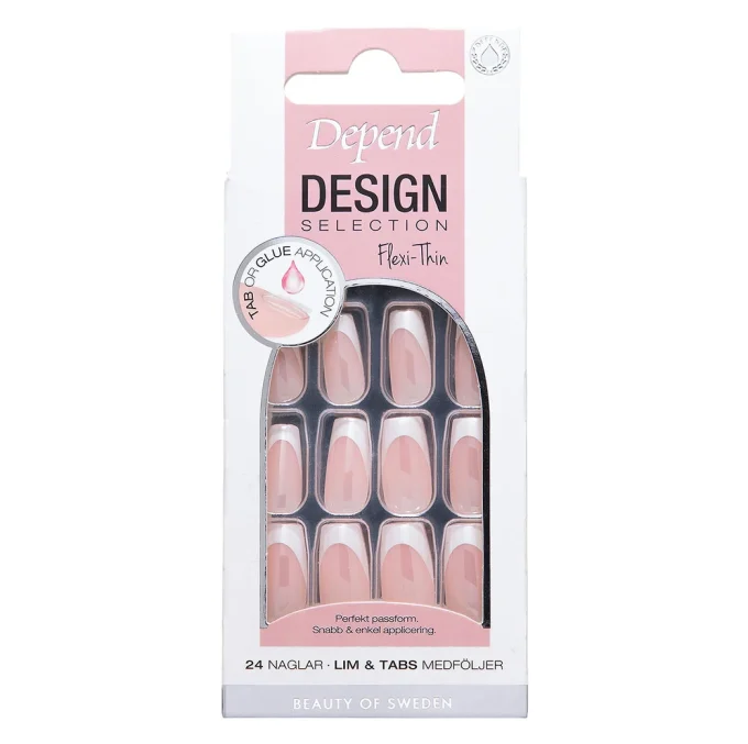 Depend Design Selection 24 st French White Chrome Short Coffin Depend