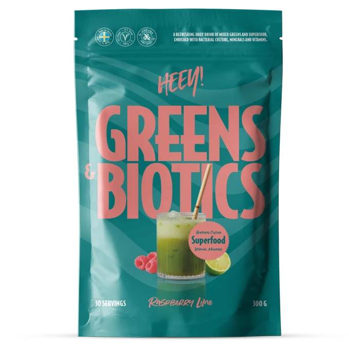 Heey! Greens & Biotics Superfood Hallon Lime 300 g Heey!