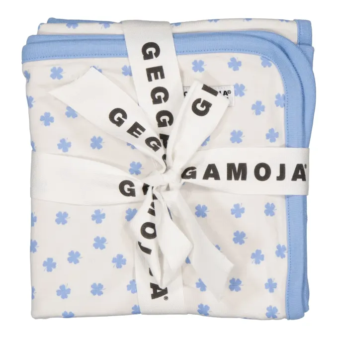 Geggamoja Babyfilt Bambu Mini Klöver Blå Geggamoja