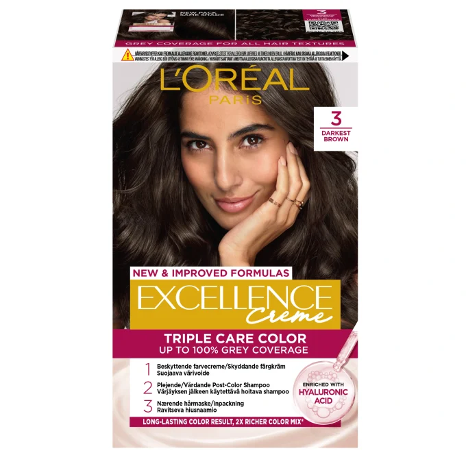 L'Oréal Paris Excellence Creme Permanent Hårfärg 1-pack 3 Darkest Brown L'Oréal Paris