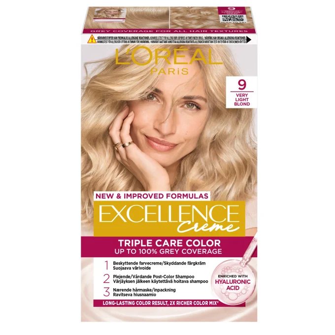L'Oréal Paris Excellence Creme Permanent Hårfärg 1-pack 9 Very Light Blonde L'Oréal Paris