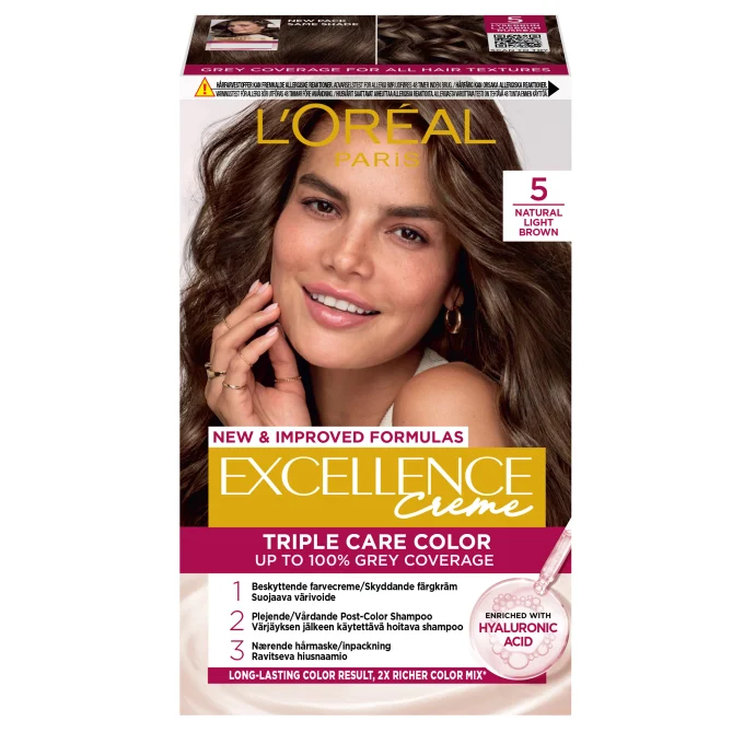 L'Oréal Paris Excellence Creme Permanent Hårfärg 1-pack 5 Natural Light Brown L'Oréal Paris