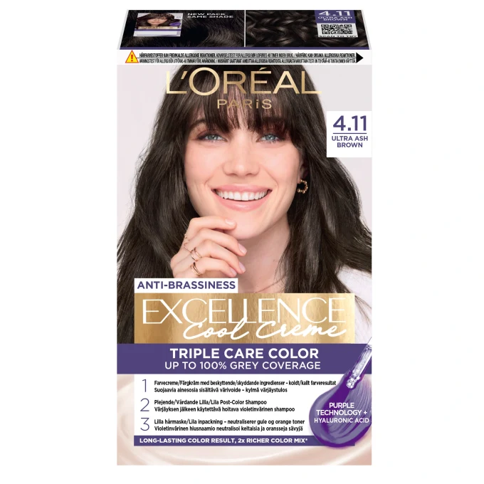 L'Oréal Paris Excellence Cool Creme Permanent Hårfärg 1 pack 4.11 Ultra Ash Brown L'Oréal Paris