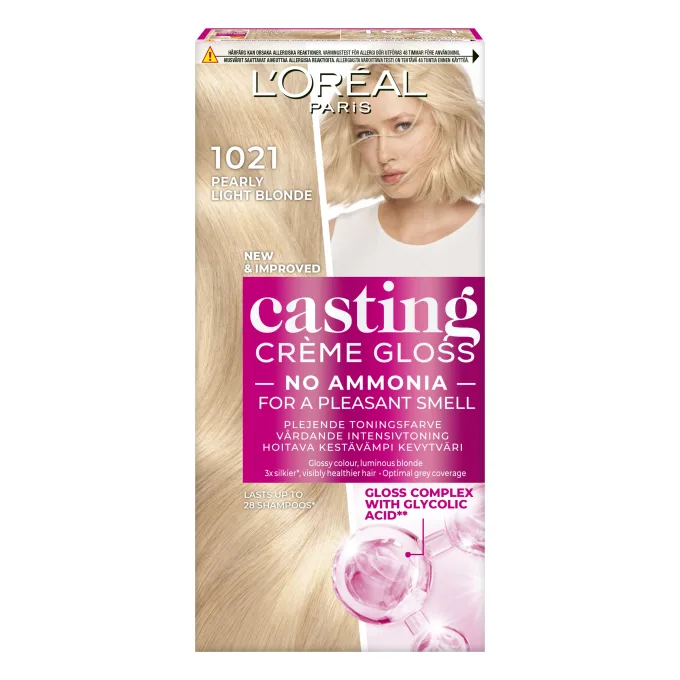 L'Oréal Paris Casting Crème Gloss Semi-Permanent Hårfärg 1 pack 1021 Pearly Light Blonde L'Oréal Paris