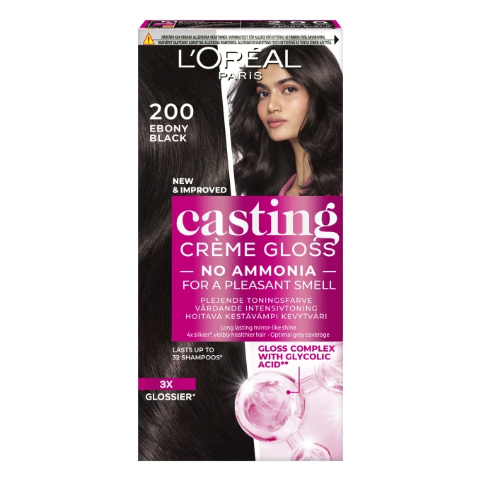 L'Oréal Paris Casting Crème Gloss Semi-Permanent Hårfärg 1 pack 200 Ebony Black L'Oréal Paris