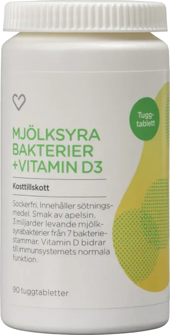 Hjärtats Mjölksyrabakterier + D3 Tuggtablett 90 st Hjärtats