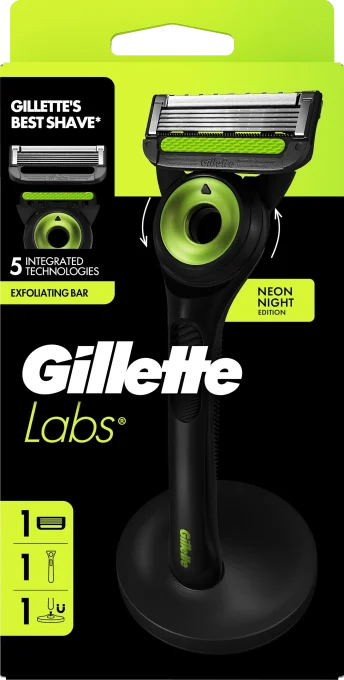 GilletteLabs Rakhyvel med Exfoliating Bar Neon Night Edition 1 rakblad Gillette Labs